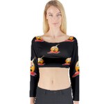 bloody Emoji Long Sleeve Crop Top (Tight Fit)