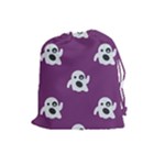 ghost Emoji  Drawstring Pouch (Large)