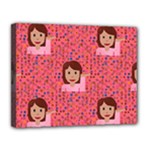 brunette girl emoji Canvas 14  x 11  (Stretched)