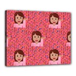 brunette girl emoji Canvas 20  x 16  (Stretched)