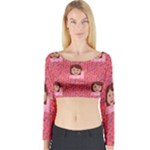 brunette girl emoji Long Sleeve Crop Top (Tight Fit)