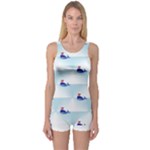 kawaii narwhal One Piece Boyleg Swimsuit