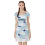 kawaii narwhal Short Sleeve Skater Dress