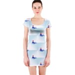 kawaii narwhal Short Sleeve Bodycon Dress