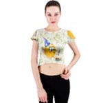 happy birthday emoji Crew Neck Crop Top