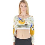 happy birthday emoji Long Sleeve Crop Top (Tight Fit)