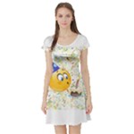 happy birthday emoji Short Sleeve Skater Dress