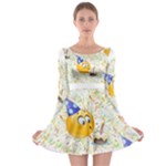 happy birthday emoji Long Sleeve Skater Dress