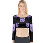 satan Emoji  Long Sleeve Crop Top (Tight Fit)