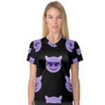 satan Emoji  Women s V-Neck Sport Mesh Tee