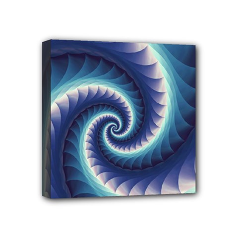 Purple & Aqua Spiral Fractal  Mini Canvas 4  x 4  (Stretched) from ArtsNow.com