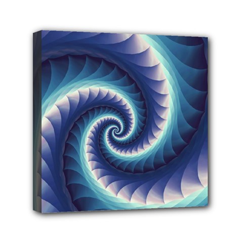 Purple & Aqua Spiral Fractal  Mini Canvas 6  x 6  (Stretched) from ArtsNow.com