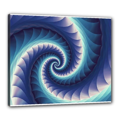 Purple & Aqua Spiral Fractal  Canvas 24  x 20  (Stretched) from ArtsNow.com