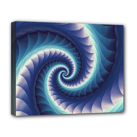 Purple & Aqua Spiral Fractal  Deluxe Canvas 20  x 16  (Stretched) from ArtsNow.com