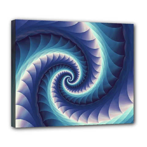 Purple & Aqua Spiral Fractal  Deluxe Canvas 24  x 20  (Stretched) from ArtsNow.com