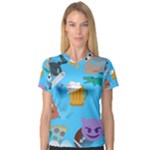 boy Emoji Women s V-Neck Sport Mesh Tee