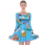 boy Emoji Long Sleeve Skater Dress