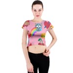 girly Emoji  Crew Neck Crop Top