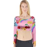 girly Emoji  Long Sleeve Crop Top (Tight Fit)