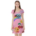 girly Emoji  Short Sleeve Skater Dress