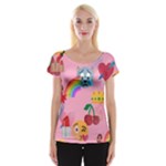 girly Emoji  Women s Cap Sleeve Top