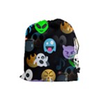 halloween Emoji  Drawstring Pouch (Large)