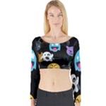 halloween Emoji  Long Sleeve Crop Top (Tight Fit)