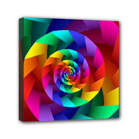 Psychedelic Rainbow Spiral Mini Canvas 6  x 6  (Stretched) from ArtsNow.com