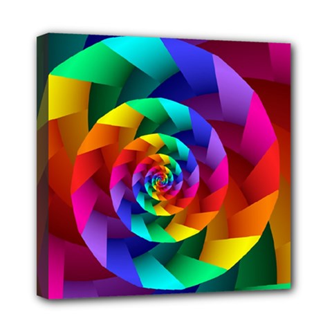 Psychedelic Rainbow Spiral Mini Canvas 8  x 8  (Stretched) from ArtsNow.com