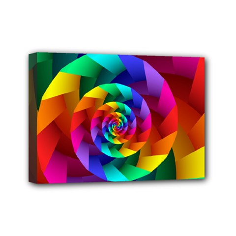 Psychedelic Rainbow Spiral Mini Canvas 7  x 5  (Stretched) from ArtsNow.com