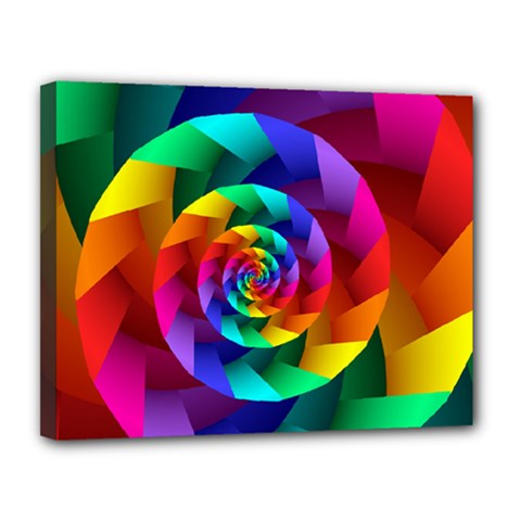 Psychedelic Rainbow Spiral Canvas 14  x 11  (Stretched) from ArtsNow.com