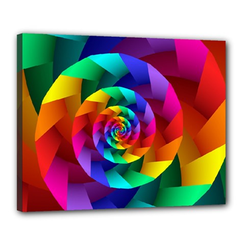 Psychedelic Rainbow Spiral Canvas 20  x 16  (Stretched) from ArtsNow.com