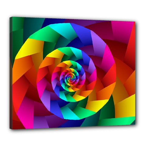 Psychedelic Rainbow Spiral Canvas 24  x 20  (Stretched) from ArtsNow.com