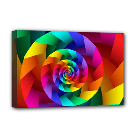 Psychedelic Rainbow Spiral Deluxe Canvas 18  x 12  (Stretched) from ArtsNow.com