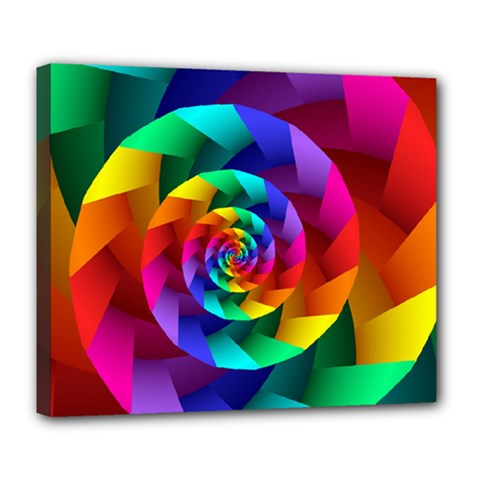 Psychedelic Rainbow Spiral Deluxe Canvas 24  x 20  (Stretched) from ArtsNow.com