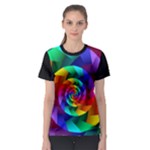 Psychedelic Rainbow Spiral Women s Sport Mesh Tee