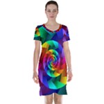 Psychedelic Rainbow Spiral Short Sleeve Nightdress