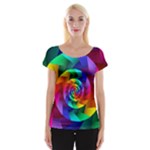 Psychedelic Rainbow Spiral Women s Cap Sleeve Top