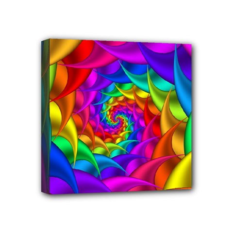 Psychedelic Rainbow Spiral Mini Canvas 4  x 4  (Stretched) from ArtsNow.com