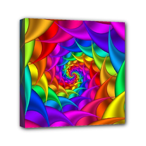 Psychedelic Rainbow Spiral Mini Canvas 6  x 6  (Stretched) from ArtsNow.com