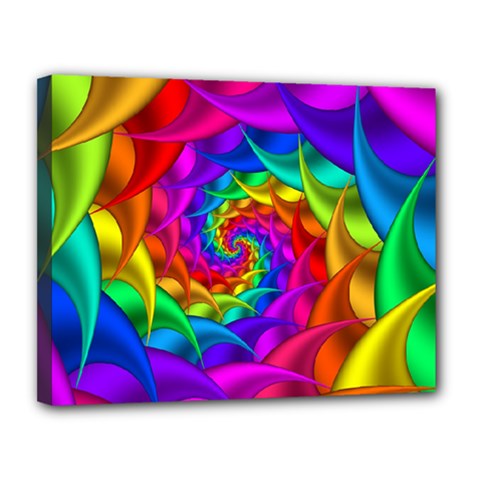 Psychedelic Rainbow Spiral Canvas 14  x 11  (Stretched) from ArtsNow.com