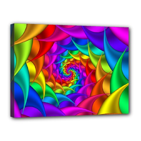 Psychedelic Rainbow Spiral Canvas 16  x 12  (Stretched) from ArtsNow.com