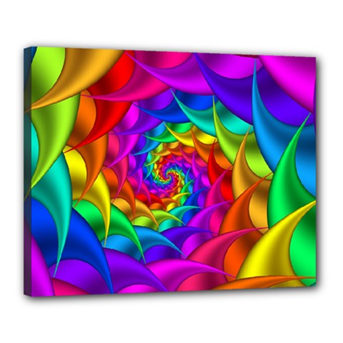 Psychedelic Rainbow Spiral Canvas 20  x 16  (Stretched) from ArtsNow.com