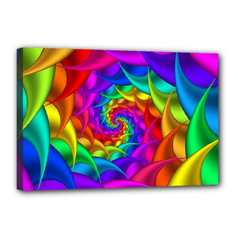 Psychedelic Rainbow Spiral Canvas 18  x 12  (Stretched) from ArtsNow.com