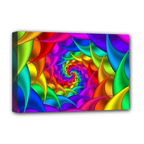 Psychedelic Rainbow Spiral Deluxe Canvas 18  x 12  (Stretched) from ArtsNow.com