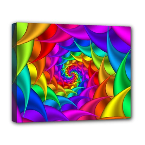 Psychedelic Rainbow Spiral Deluxe Canvas 20  x 16  (Stretched) from ArtsNow.com