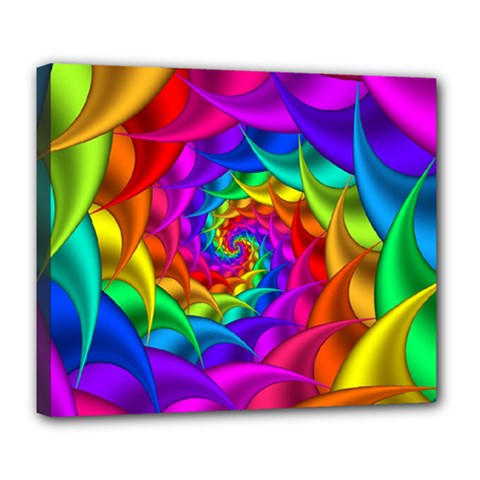 Psychedelic Rainbow Spiral Deluxe Canvas 24  x 20  (Stretched) from ArtsNow.com