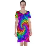 Psychedelic Rainbow Spiral Short Sleeve Nightdress