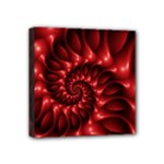 Red Glossy Fractal Spiral Mini Canvas 4  x 4  (Stretched)