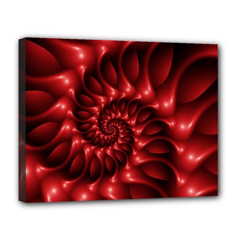 Red Glossy Fractal Spiral Canvas 14  x 11  (Stretched) from ArtsNow.com